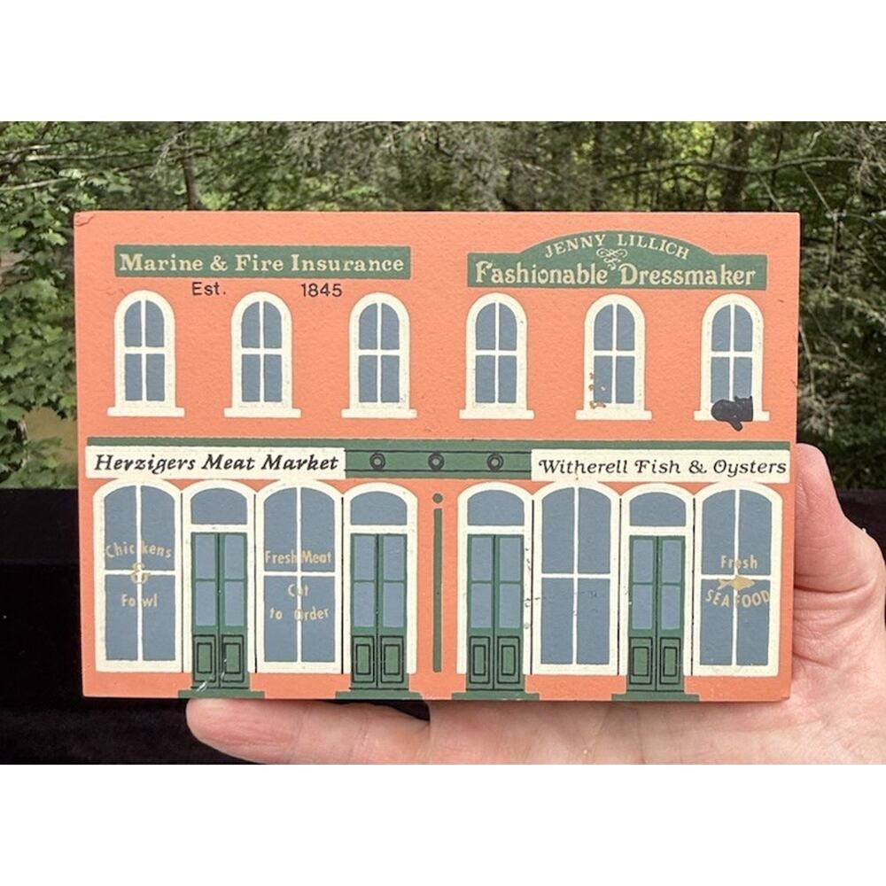 Vintage 1988 The Cat's Meow Village Fish Meat Market Dressmaker Insurance